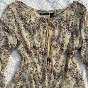 boho brown and cream top